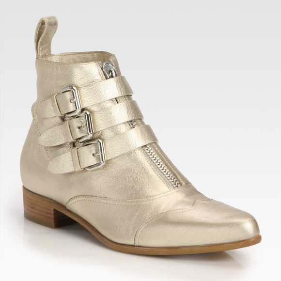 Tabitha Simmons Shoes - Tabitha Simmons / Early gold metallic ankle boot leather bootie 38.5 8.5